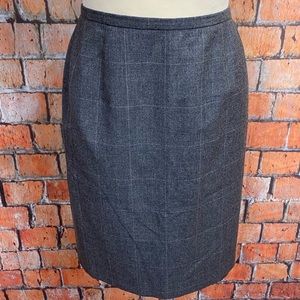 Harve Benard Vintage Gray Wool Windowpane Plaid Checkered Skirt‎